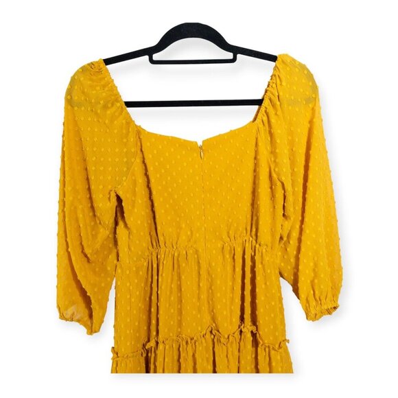 J.Crew Marigold Yellow Embroidered Polka Dot Tiered Midi Dress Size 4P Wedding G - Picture 9 of 9